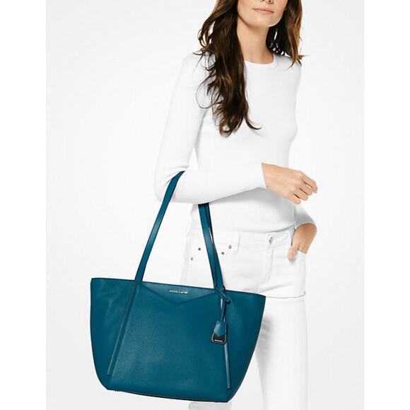 Michael Kors Handbags - Michael Kors Whitney Large LeatherTeal Zippered Tote GUC